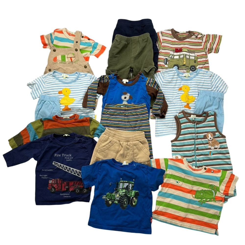 LE TOP Baby Boy Lot Shirts Shorts Bodysuits Outfits Sizes 9m 12m 24m Blue Orange